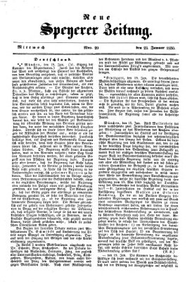 Neue Speyerer Zeitung Mittwoch 23. Januar 1850