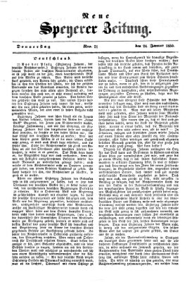 Neue Speyerer Zeitung Donnerstag 24. Januar 1850