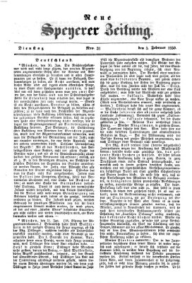 Neue Speyerer Zeitung Dienstag 5. Februar 1850