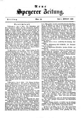 Neue Speyerer Zeitung Freitag 8. Februar 1850