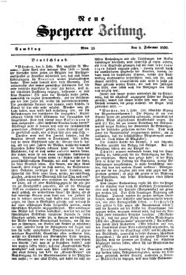 Neue Speyerer Zeitung Samstag 9. Februar 1850