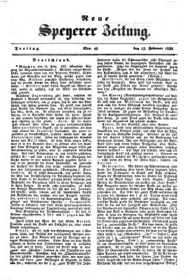 Neue Speyerer Zeitung Freitag 15. Februar 1850