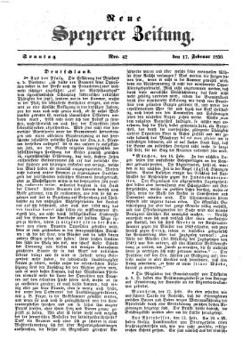 Neue Speyerer Zeitung Sonntag 17. Februar 1850