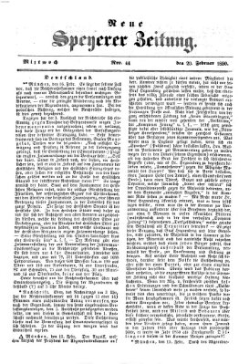 Neue Speyerer Zeitung Mittwoch 20. Februar 1850