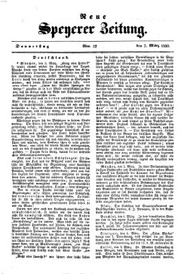 Neue Speyerer Zeitung Donnerstag 7. März 1850