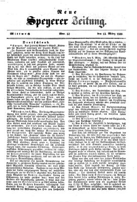 Neue Speyerer Zeitung Mittwoch 13. März 1850