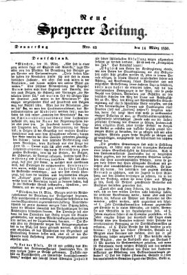 Neue Speyerer Zeitung Donnerstag 14. März 1850