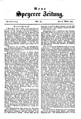 Neue Speyerer Zeitung Samstag 16. März 1850