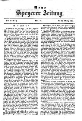 Neue Speyerer Zeitung Sonntag 24. März 1850