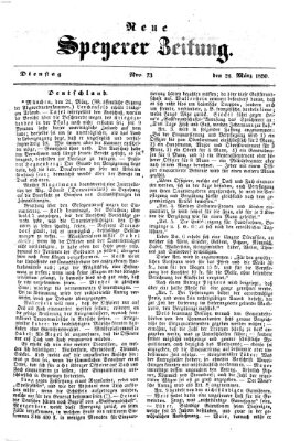 Neue Speyerer Zeitung Dienstag 26. März 1850