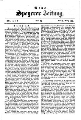 Neue Speyerer Zeitung Mittwoch 27. März 1850