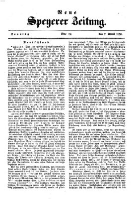 Neue Speyerer Zeitung Sonntag 7. April 1850