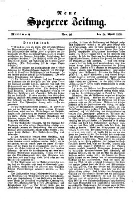 Neue Speyerer Zeitung Mittwoch 24. April 1850