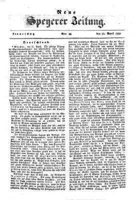 Neue Speyerer Zeitung Donnerstag 25. April 1850