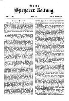 Neue Speyerer Zeitung Freitag 26. April 1850