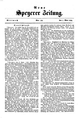 Neue Speyerer Zeitung Mittwoch 1. Mai 1850