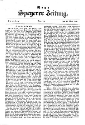 Neue Speyerer Zeitung Sonntag 12. Mai 1850