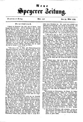 Neue Speyerer Zeitung Donnerstag 16. Mai 1850