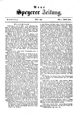 Neue Speyerer Zeitung Samstag 1. Juni 1850