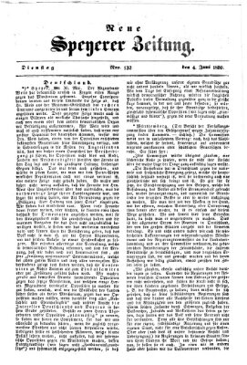 Neue Speyerer Zeitung Dienstag 4. Juni 1850