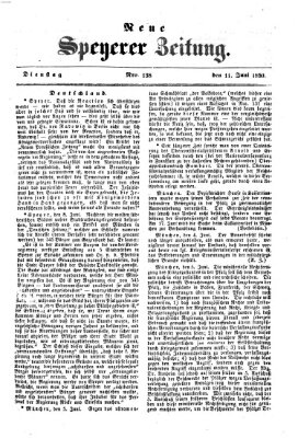 Neue Speyerer Zeitung Dienstag 11. Juni 1850