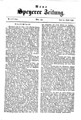 Neue Speyerer Zeitung Freitag 14. Juni 1850