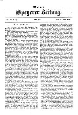 Neue Speyerer Zeitung Dienstag 25. Juni 1850