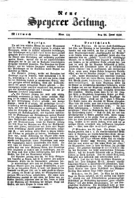 Neue Speyerer Zeitung Mittwoch 26. Juni 1850