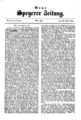 Neue Speyerer Zeitung Donnerstag 27. Juni 1850