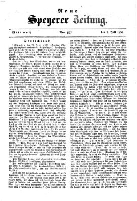 Neue Speyerer Zeitung Mittwoch 3. Juli 1850