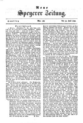 Neue Speyerer Zeitung Samstag 13. Juli 1850