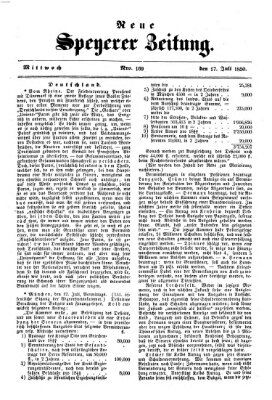 Neue Speyerer Zeitung Mittwoch 17. Juli 1850