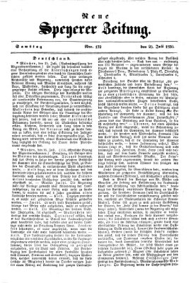 Neue Speyerer Zeitung Samstag 20. Juli 1850
