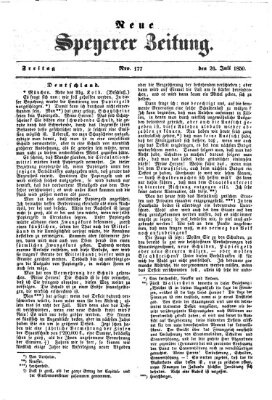 Neue Speyerer Zeitung Freitag 26. Juli 1850