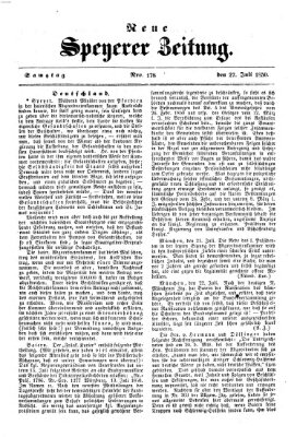 Neue Speyerer Zeitung Samstag 27. Juli 1850