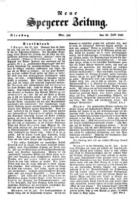 Neue Speyerer Zeitung Dienstag 30. Juli 1850