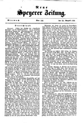 Neue Speyerer Zeitung Mittwoch 28. August 1850