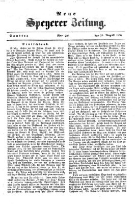 Neue Speyerer Zeitung Samstag 31. August 1850