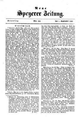 Neue Speyerer Zeitung Sonntag 1. September 1850