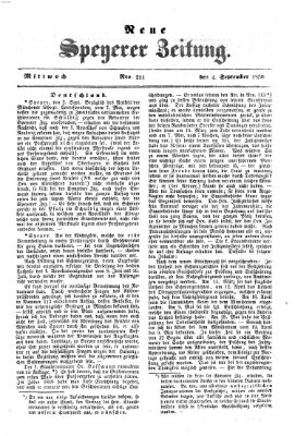 Neue Speyerer Zeitung Mittwoch 4. September 1850