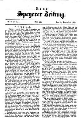 Neue Speyerer Zeitung Sonntag 15. September 1850