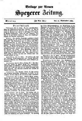 Neue Speyerer Zeitung Montag 16. September 1850