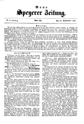 Neue Speyerer Zeitung Dienstag 24. September 1850