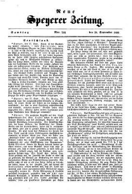 Neue Speyerer Zeitung Samstag 28. September 1850