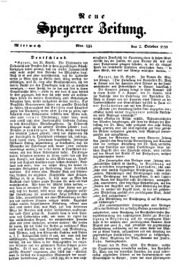 Neue Speyerer Zeitung Mittwoch 2. Oktober 1850