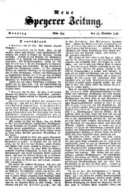 Neue Speyerer Zeitung Sonntag 13. Oktober 1850