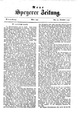 Neue Speyerer Zeitung Dienstag 15. Oktober 1850