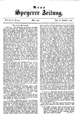 Neue Speyerer Zeitung Donnerstag 17. Oktober 1850