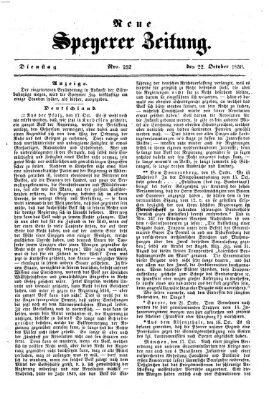 Neue Speyerer Zeitung Dienstag 22. Oktober 1850