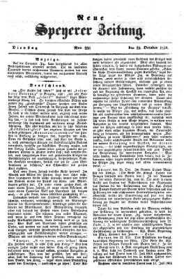 Neue Speyerer Zeitung Dienstag 29. Oktober 1850